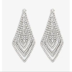 Express Rhinestone Multi-Row Diamond Drop Earrings